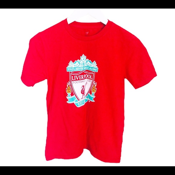 LIVERPOOL FOOTBALL CLUB Soccer Tee/Top With Cap Sleeves Red Boy 10Y - Picture 3 of 8